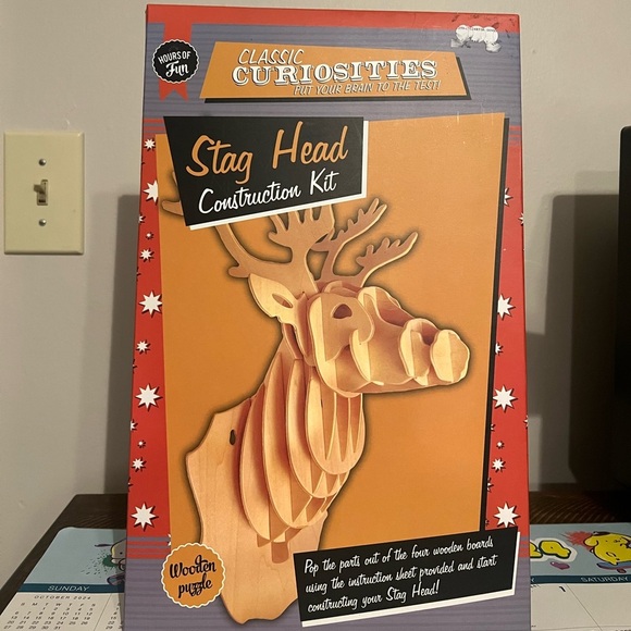 Other - Classic Curiosities 3D wood piece Stag Head Construction Kit Wooden Puzzle NEW